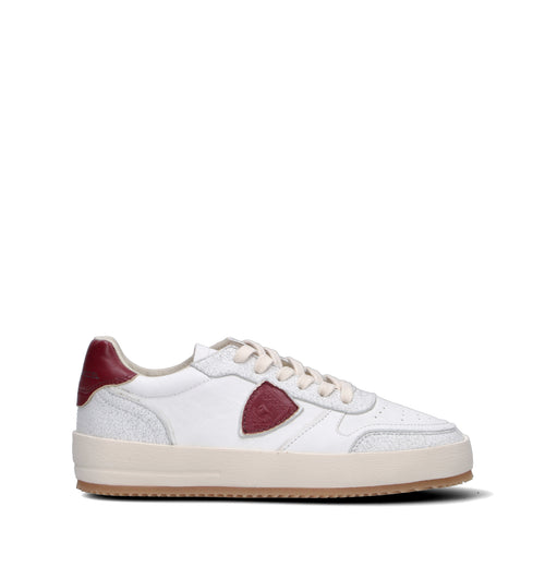 PHILIPPE MODEL Sneaker donna bianca/bordeaux in pelle