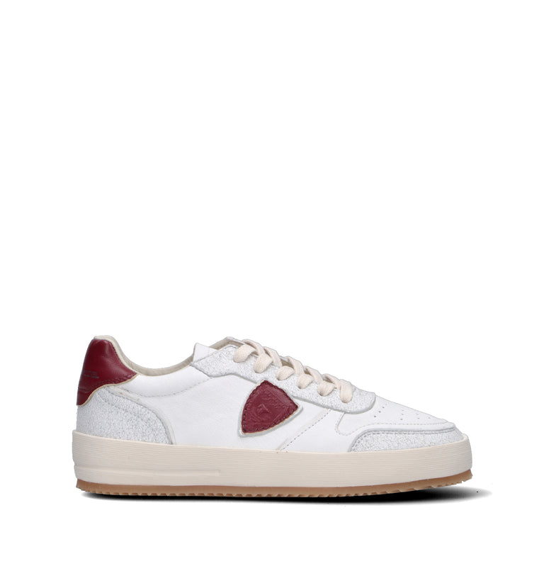 PHILIPPE MODEL Sneaker donna bianca/bordeaux in pelle