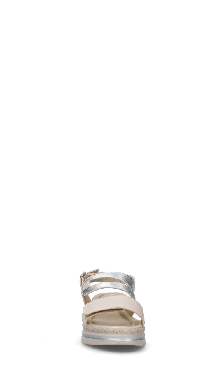 VALLEVERDE Scarpa comfort donna panna/argento in pelle