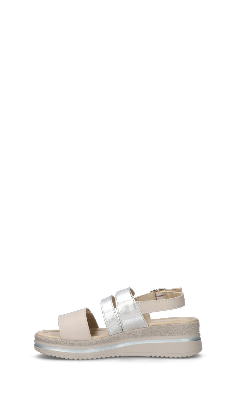 VALLEVERDE Scarpa comfort donna panna/argento in pelle