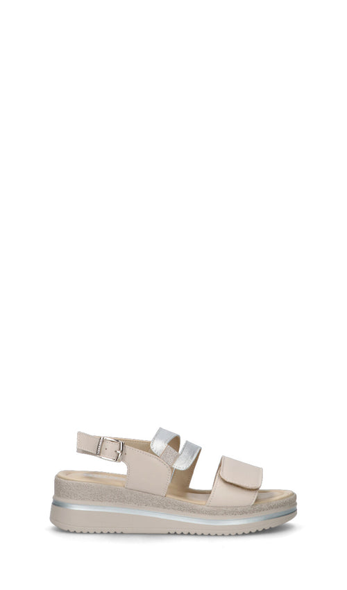 VALLEVERDE Scarpa comfort donna panna/argento in pelle