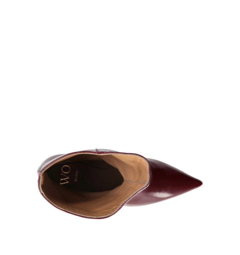 WO MILANO Tronchetto donna bordeaux in pelle