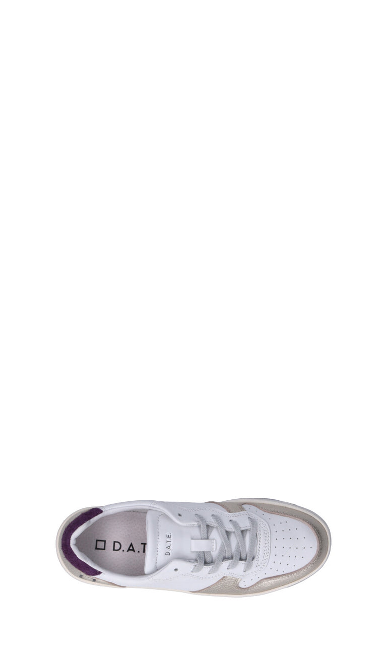 D.A.T.E. Sneaker donna bianca/oro/viola in pelle