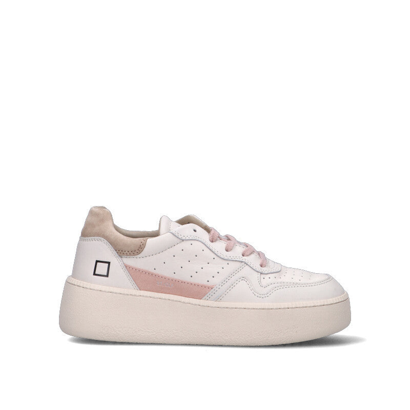 D.A.T.E. Sneaker donna panna/rosa in pelle