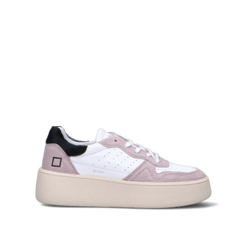D.A.T.E. Sneaker donna bianca/cipria/nera in pelle