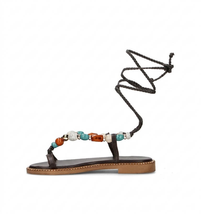 EXE Sandalo donna marrone in pelle naturale