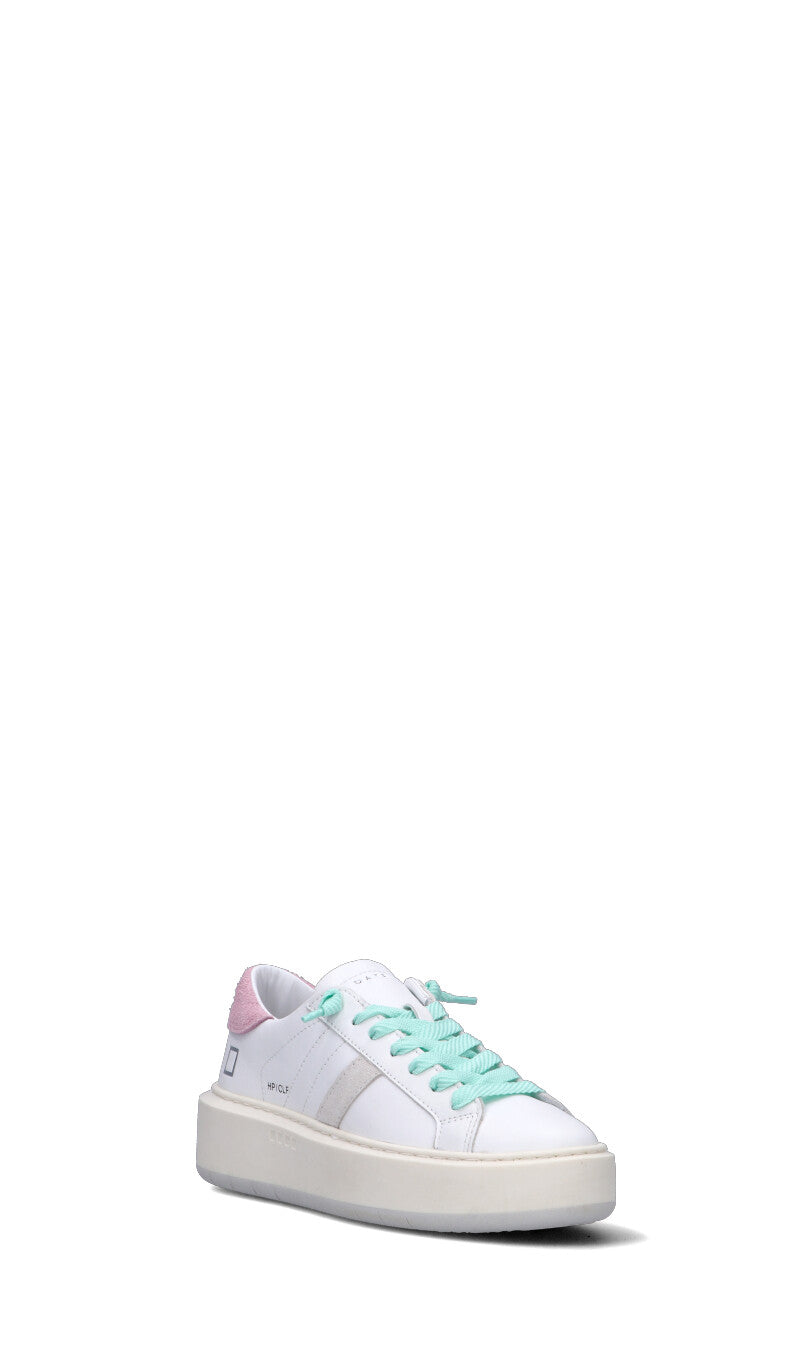 D.A.T.E. HILL LOW PLATFORM Sneaker donna bianca/rosa in pelle