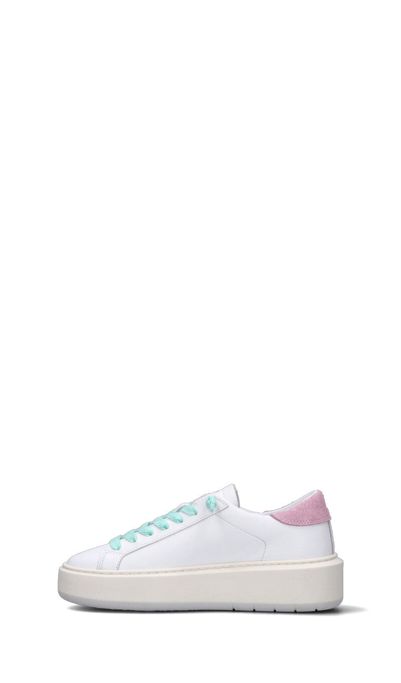 D.A.T.E. HILL LOW PLATFORM Sneaker donna bianca/rosa in pelle