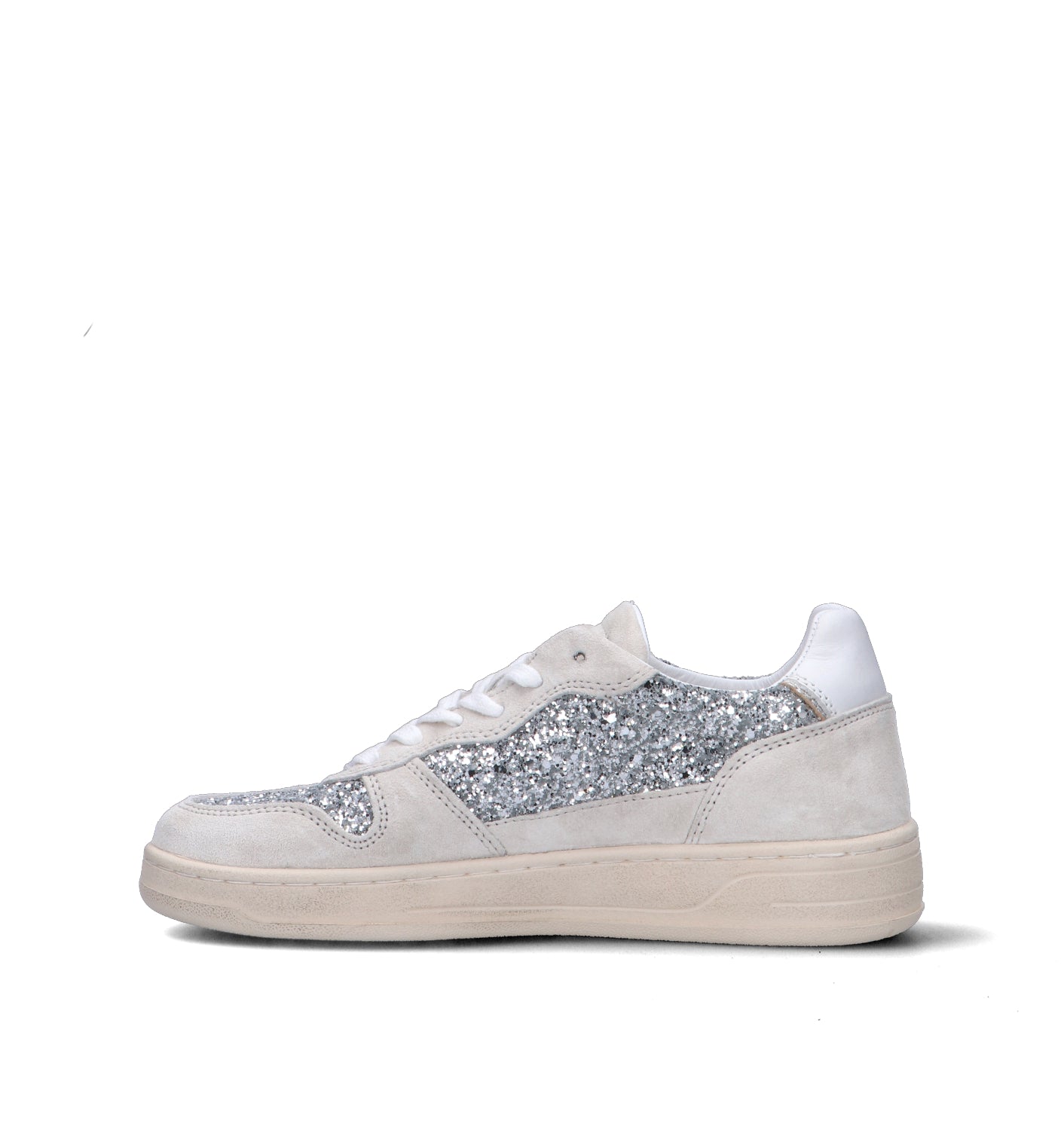 D.A.T.E. Sneaker donna bianca/argento in suede
