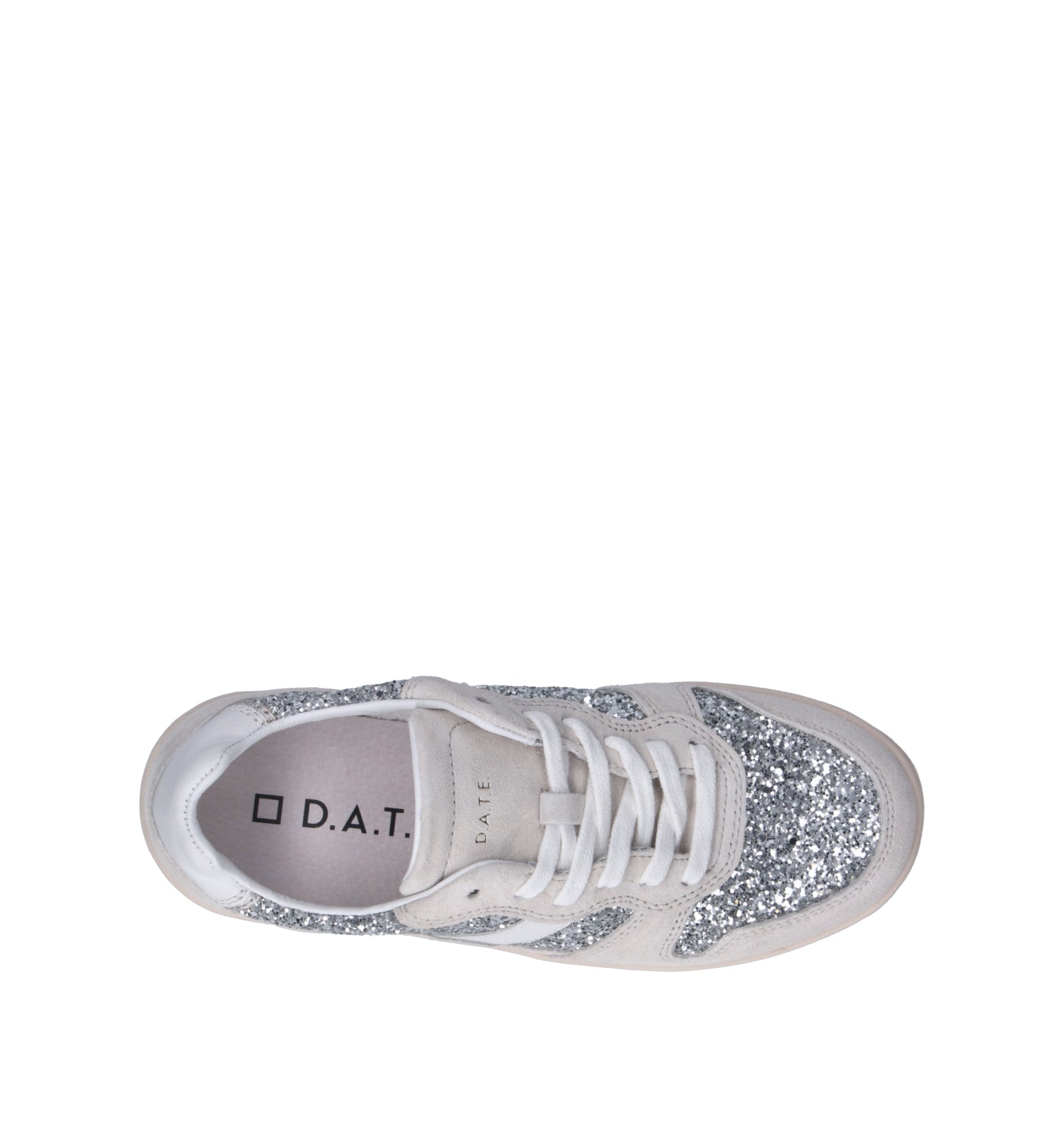 D.A.T.E. Sneaker donna bianca/argento in suede