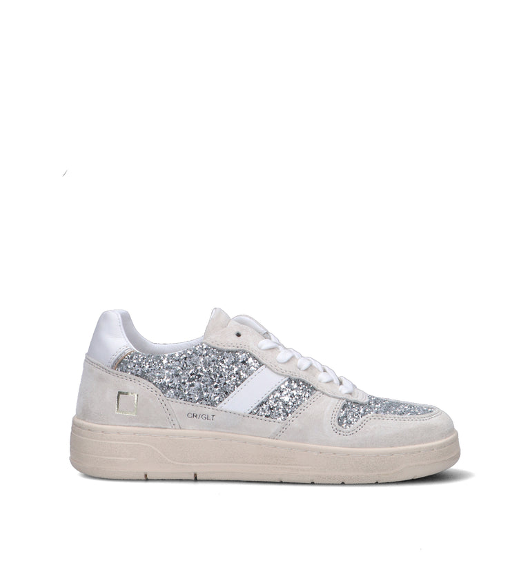 D.A.T.E. Sneaker donna bianca/argento in suede