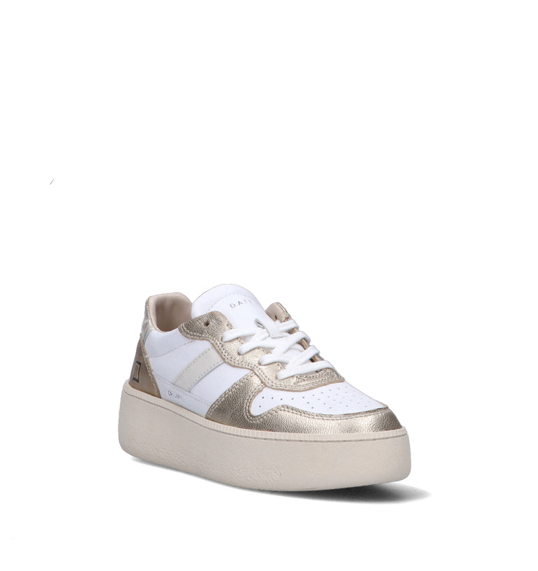 D.A.T.E. Sneaker donna bianca/platino in pelle