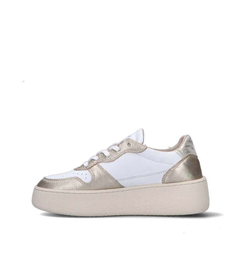 D.A.T.E. Sneaker donna bianca/platino in pelle