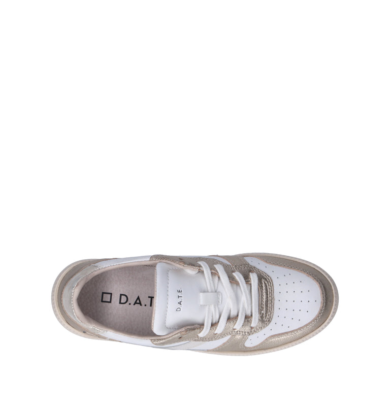 D.A.T.E. Sneaker donna bianca/platino in pelle