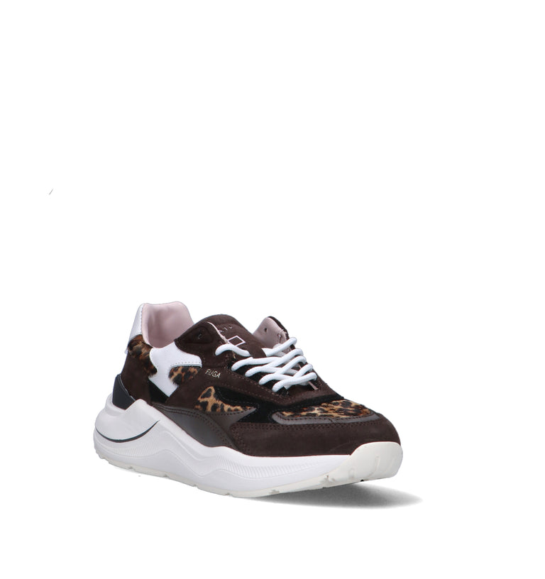 D.A.T.E. Sneaker donna marrone/animalier in suede