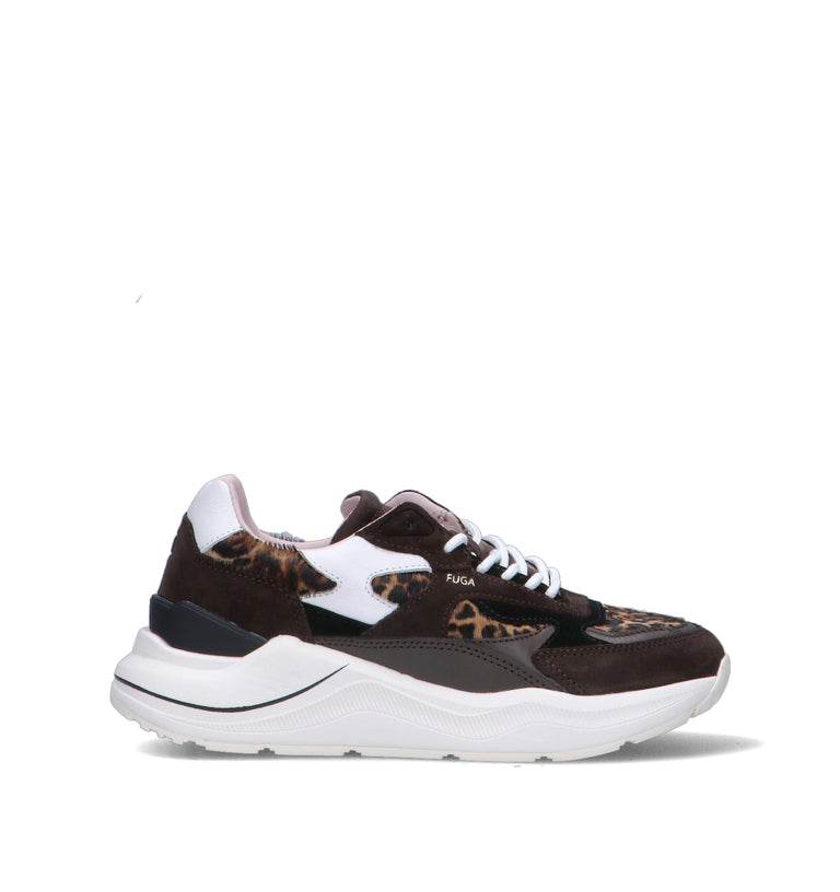 D.A.T.E. Sneaker donna marrone/animalier in suede