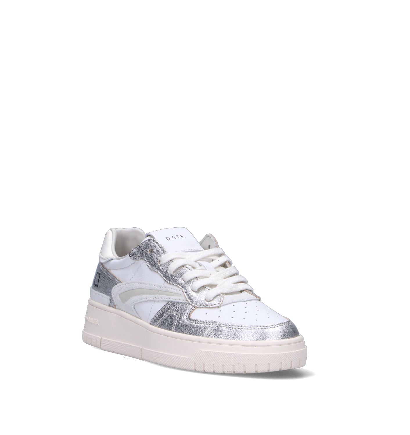 D.A.T.E. Sneaker donna bianca/argento in pelle