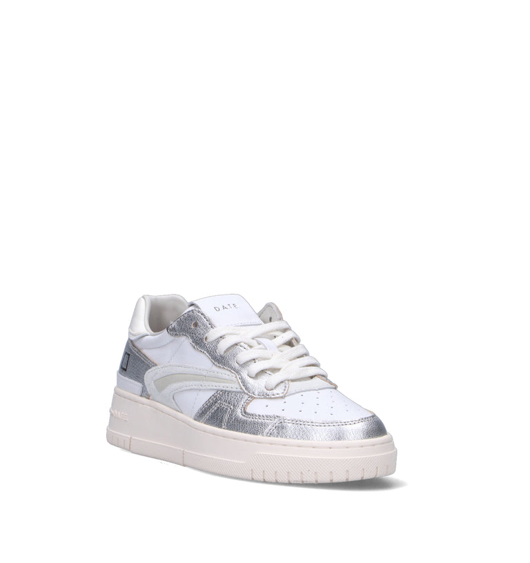 D.A.T.E. Sneaker donna bianca/argento in pelle