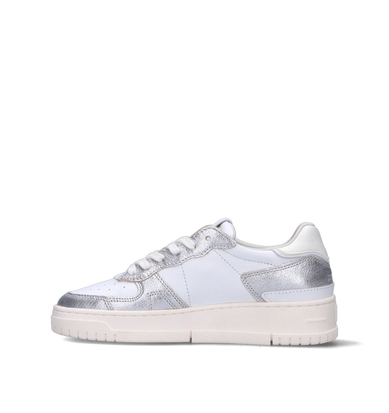 D.A.T.E. Sneaker donna bianca/argento in pelle