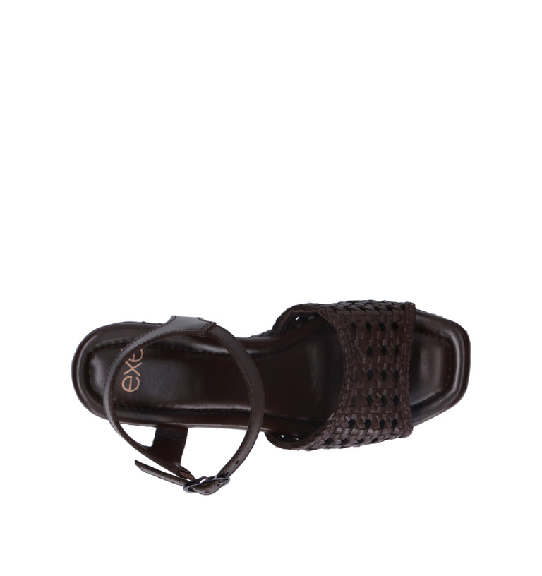 EXE Sandalo donna marrone in pelle