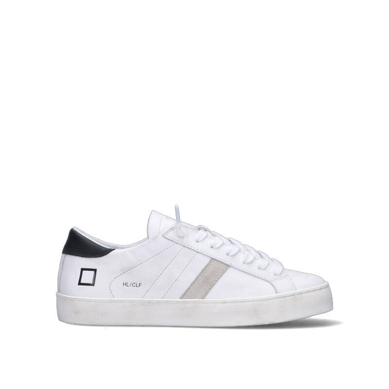 D.A.T.E. HILL LOW CALF Sneaker donna bianca/nera in pelle