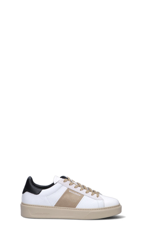 WOOLRICH Sneaker uomo bianca, nera e marrone in pelle