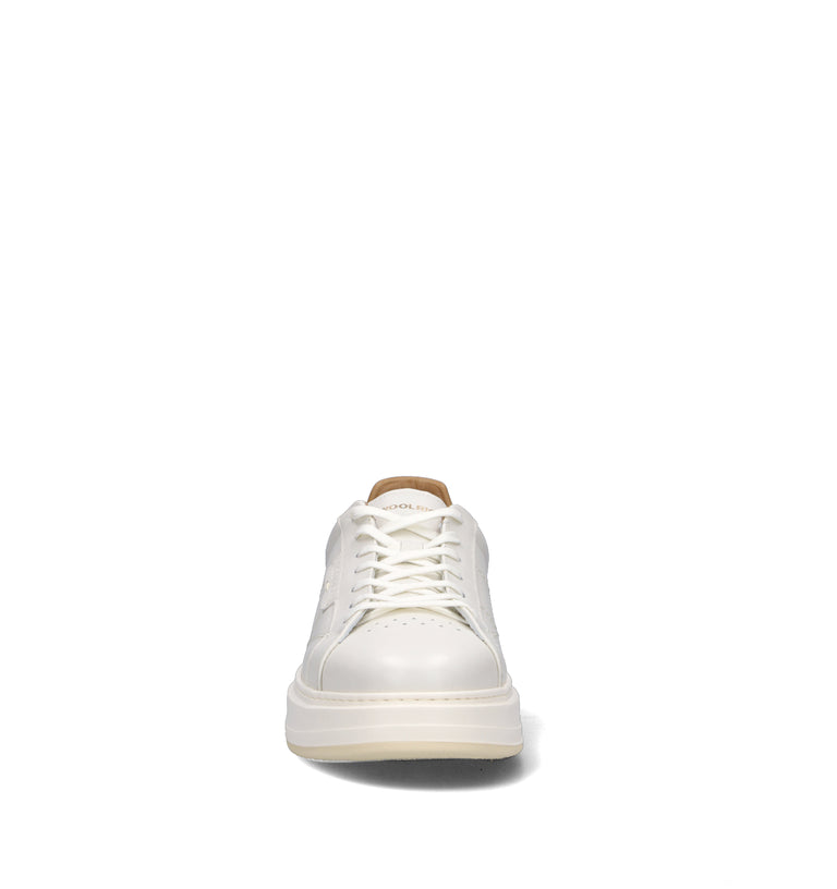 WOOLRICH Sneaker uomo bianca/cuoio in pelle