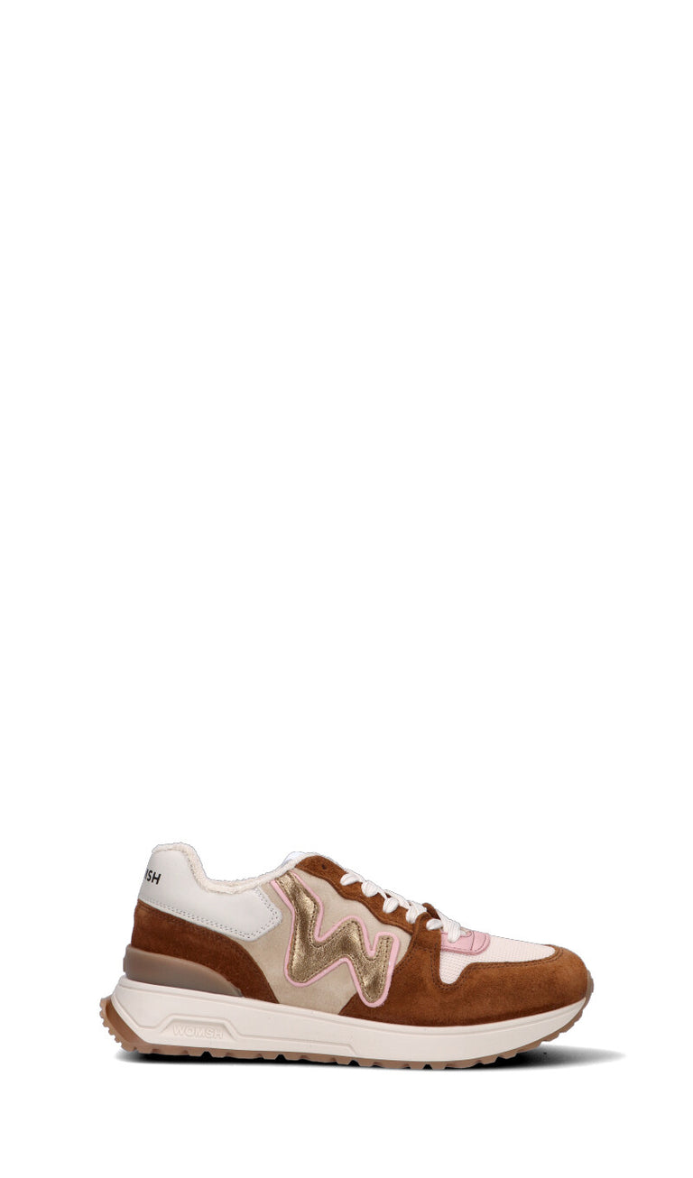 WOMSH Sneaker donna marrone beige in pelle Quellogiusto