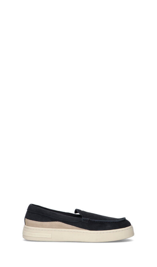 ARMANI EXCHANGE Mocassino uomo blu/panna in suede