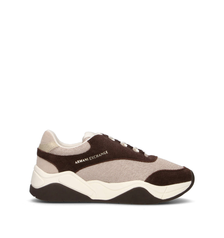 ARMANI EXCHANGE Sneaker donna marrone/beige