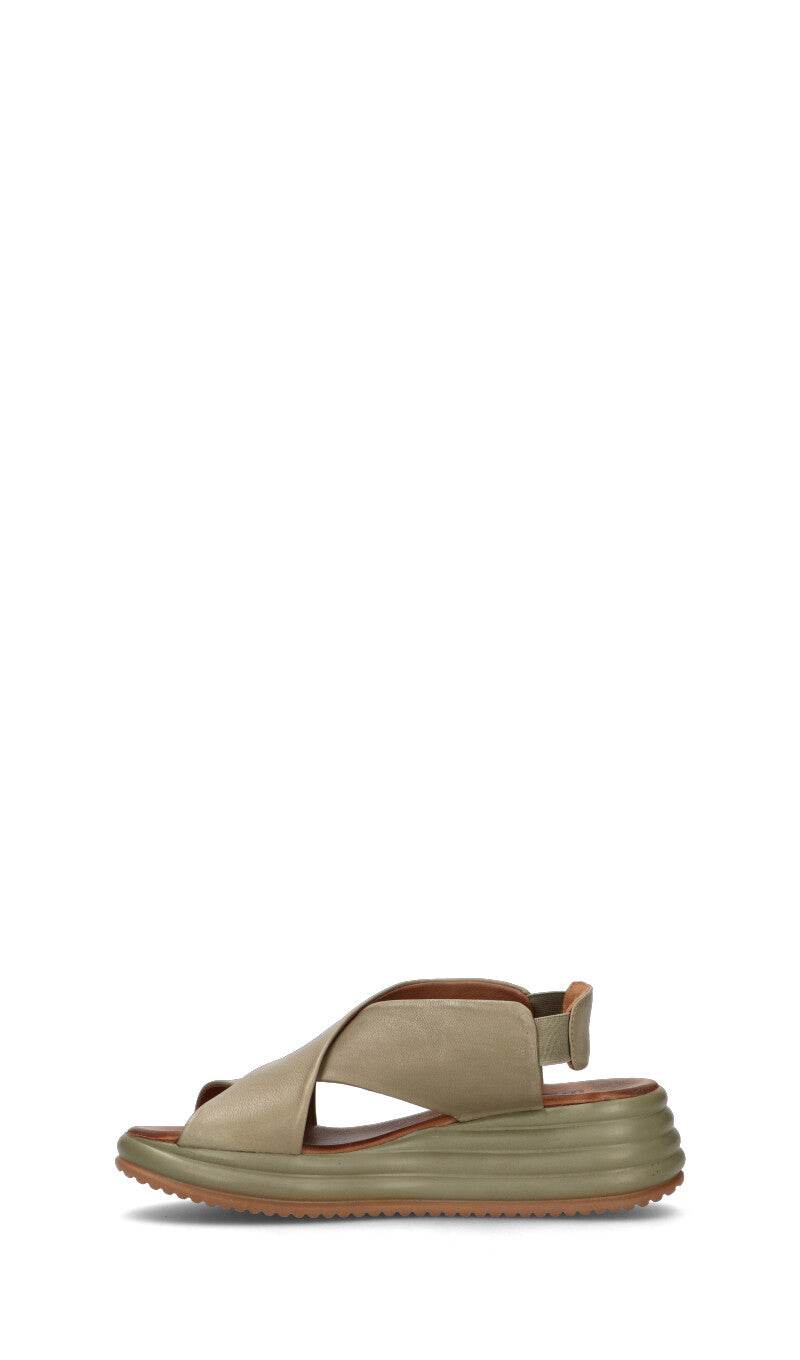 BUENO Sandalo donna verde in pelle