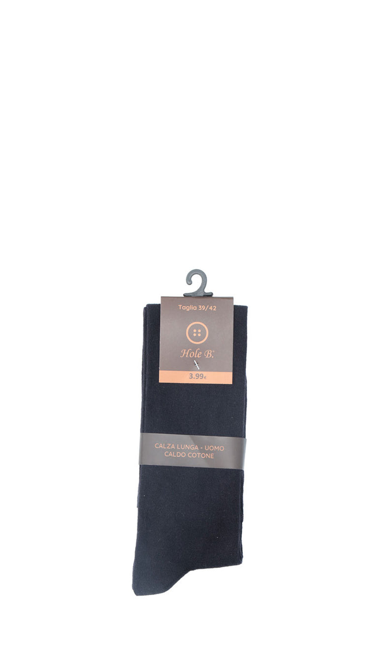 HOLE B - Calza lunga uomo blu caldo cotone