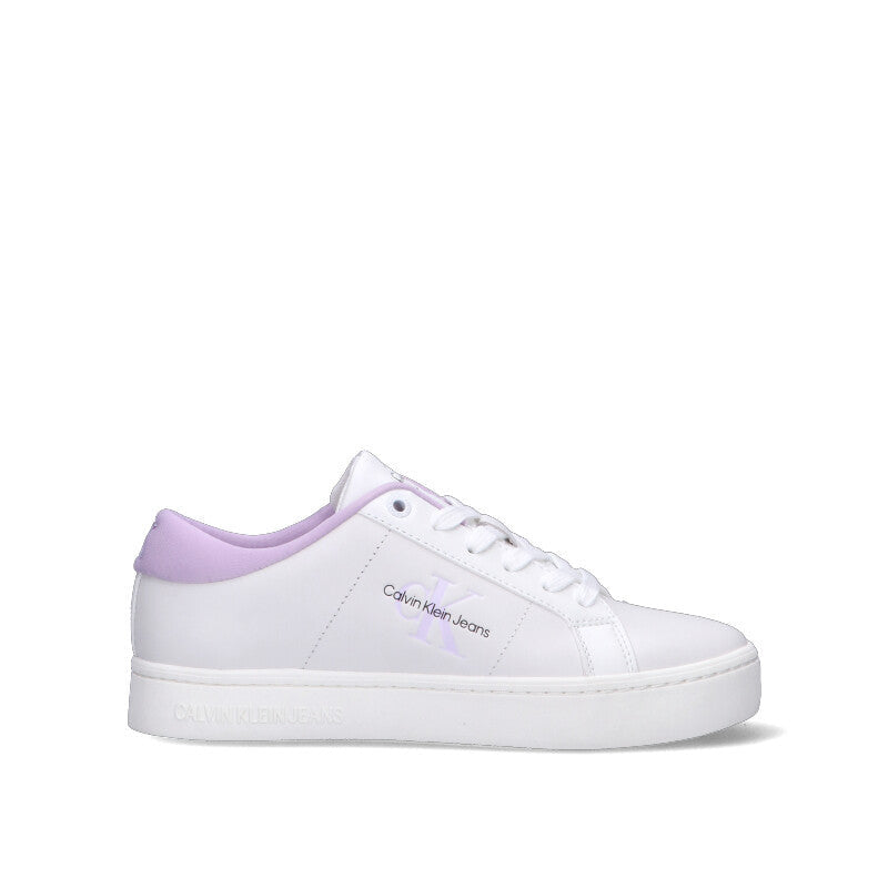 CALVIN KLEIN JEANS Sneaker donna bianca/lilla in pelle