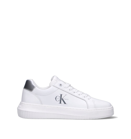 CALVIN KLEIN JEANS Sneaker donna bianca/argento in pelle