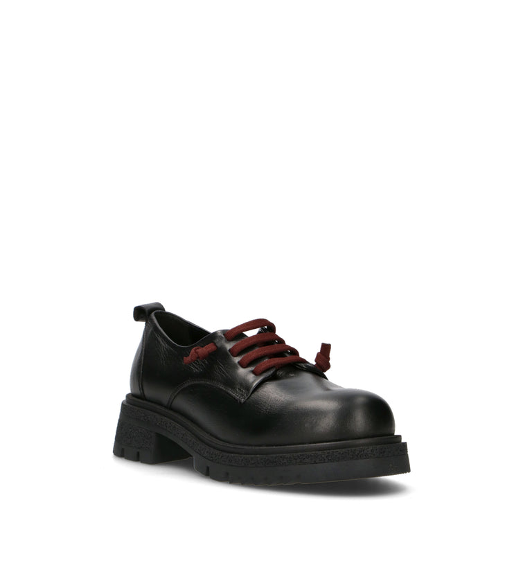BUENO Stringata donna nera in pelle