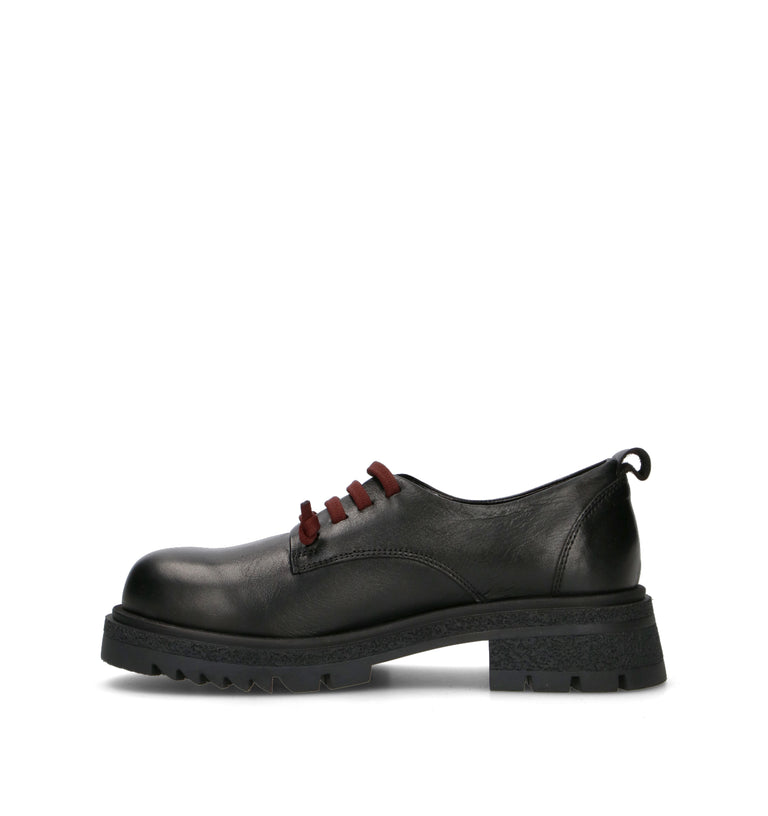 BUENO Stringata donna nera in pelle