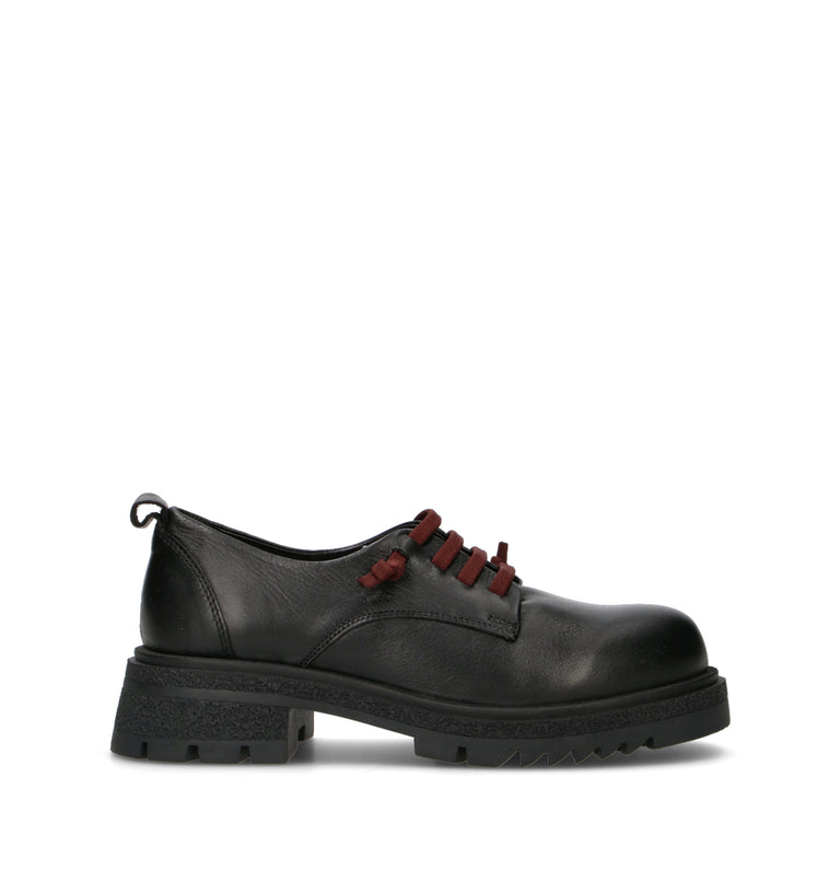 BUENO Stringata donna nera in pelle