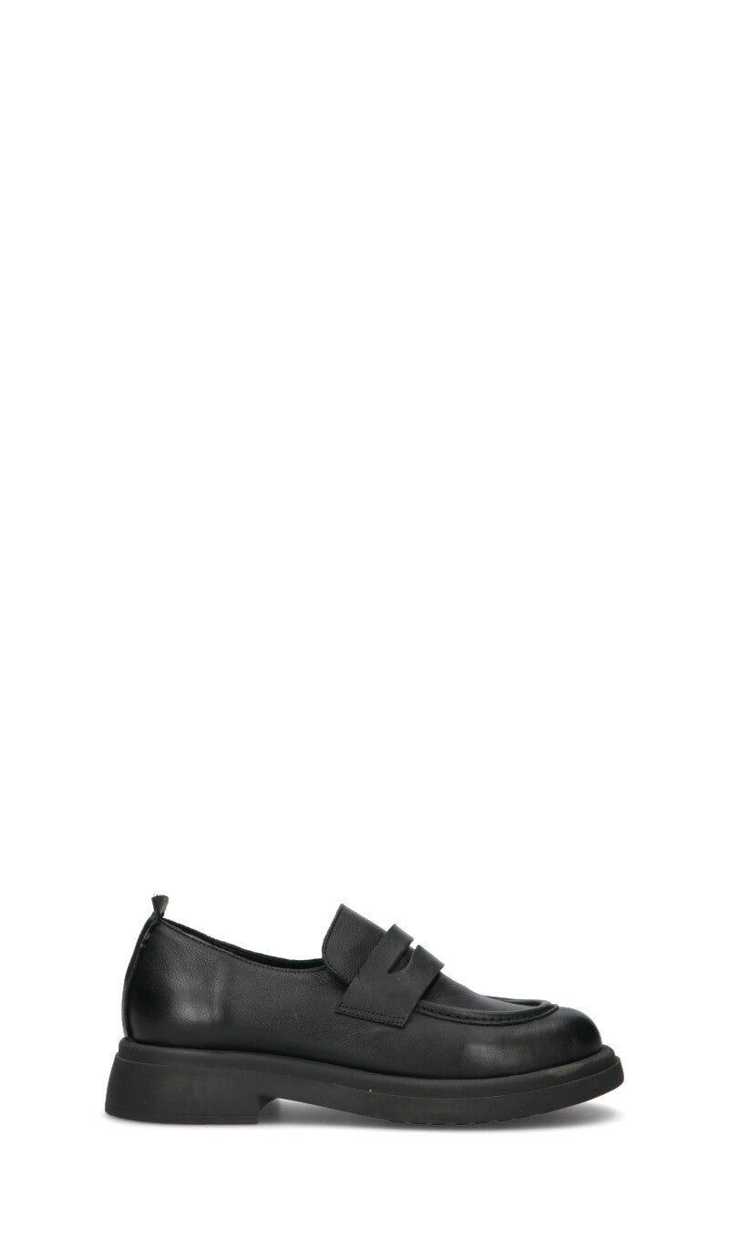 BUENO Mocassino donna nero in pelle