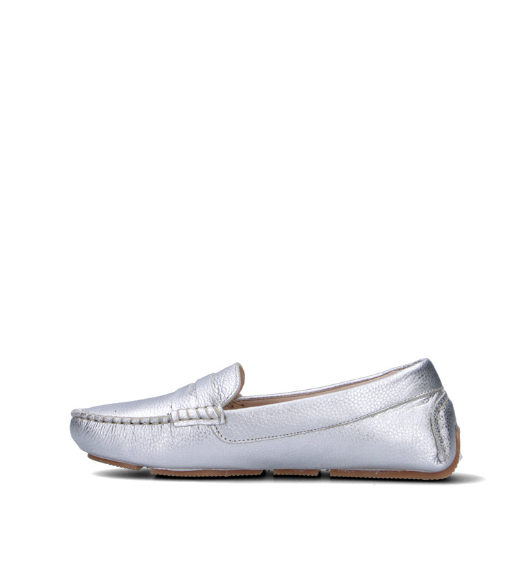 WAVE Mocassino donna argento in pelle