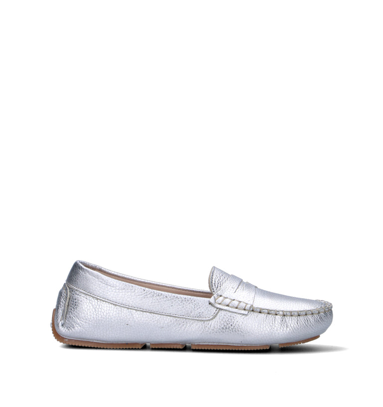 WAVE Mocassino donna argento in pelle